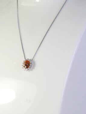 925 Sterling Silver Citrine Gemestone Necklace Free Chain